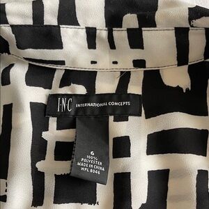INC Black and White Blouse